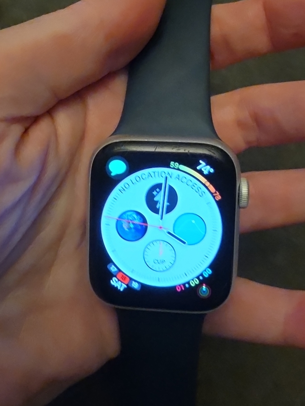 Apple Watch SE 2nd Generation (GPS) 44mm Silver Aluminum Case with Storm Blue Sp
